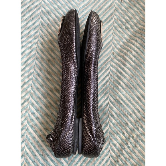 TORY BURCH Snakeskin Leather Logo Ballet Flats - Picture 3 of 13
